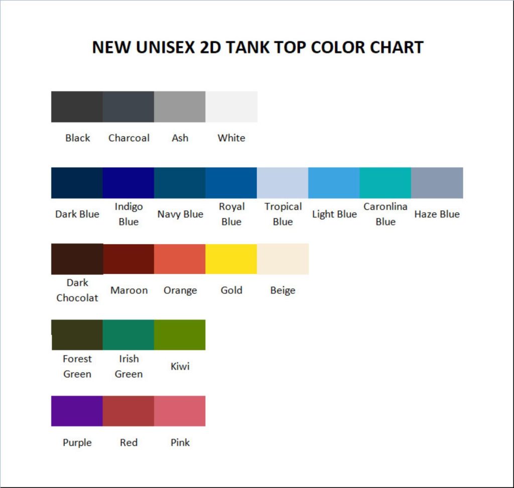 tank top color chart - Little Nightmares Merch